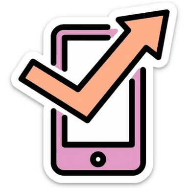 Smartphone with upward arrow indicating launch or release sticker