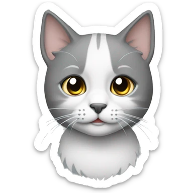 Cat gray and whitw sticker