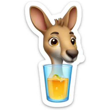 Kangaroo drink water sticker