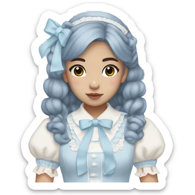 Pastel blue Lolita pretty mixed Asian girl sticker