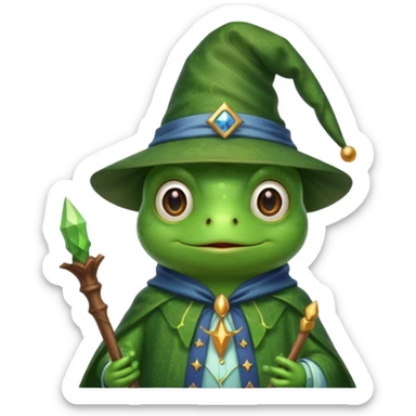 cute frog wizard sticker