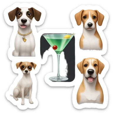 Martini and dogs sticker