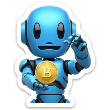 The blue bot holds a coin with the inscription "TON" in its hand sticker