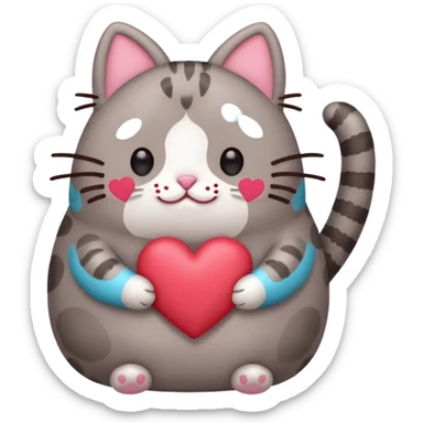 Pusheen cat red heart sticker