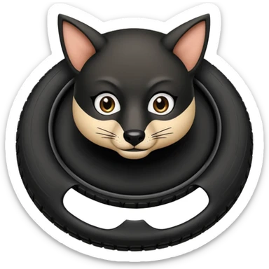 Animal zorro sosteniendo un neumático sticker