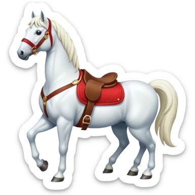 christmas new year's white horse with a red saddle sticker