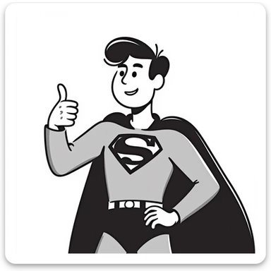 Superman giving a thumbs up sticker