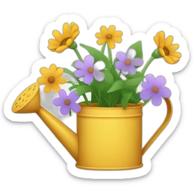 watering can with flowers sticker