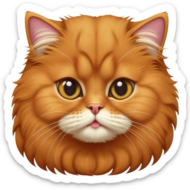 cinematic-adorable-big-eyed-fluffy-solid ginger-persian-cat-portrait-emoji,-head-tilted-playfully-with-a-sweet-expression,-fluffy-solid ginger-fur,-simplified-yet-irresistibly-cute-features-with-large,-expression, no white fur sticker