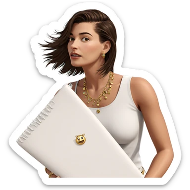 girl with jewelry at beach sticker