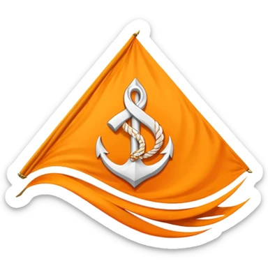 Orange triangle shaped wavy flag with a Sikh khanda symbol sticker