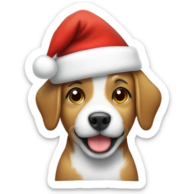 cute dog with santa hat sticker