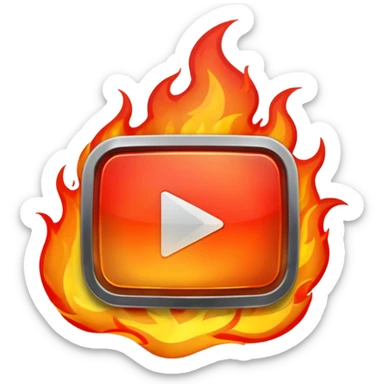 youtube play button button with flames sticker