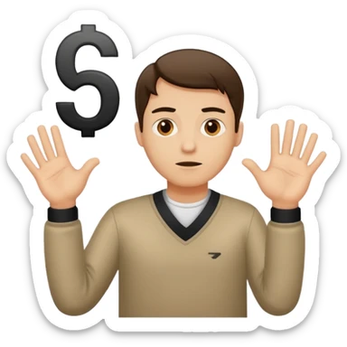 Man shrugging his shoulders with six above his left hand and seven above his right hand ￼ sticker