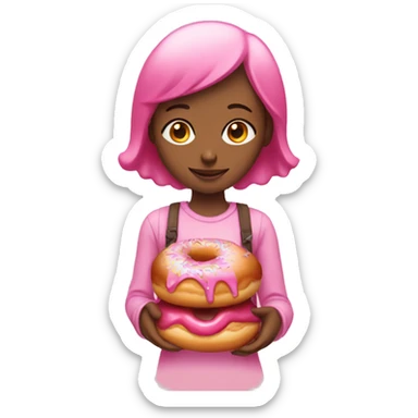 girl with a pink glazed donut head sticker
