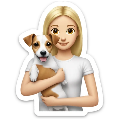  jack russell dog on blonde girl arms sticker