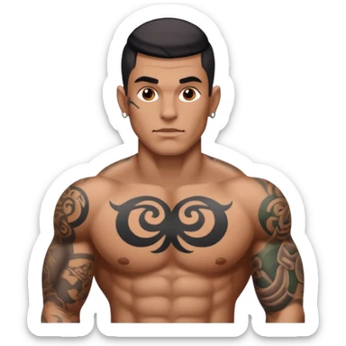 man have more tattoos on his complete body  sticker