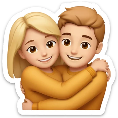 Two characters hugging each other warmly sticker