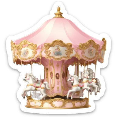 Vintage rococo Light pink carousel  sticker