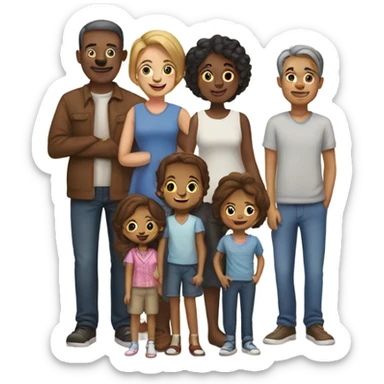 A family of 7 and a dog sticker