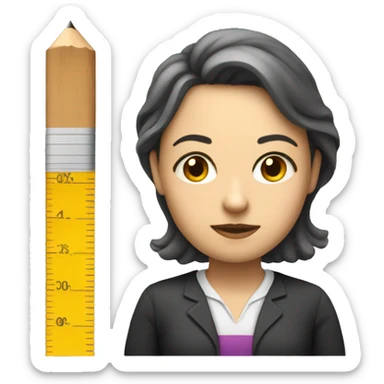 Teacher looking serious with ruler white female  sticker