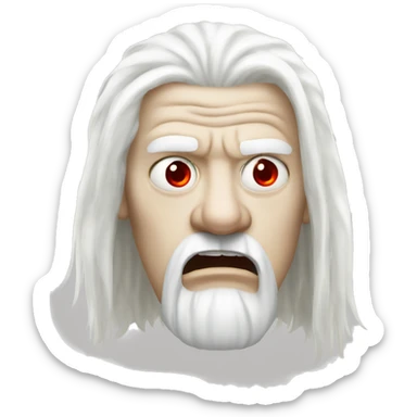 angry aristocratic albino with long white hair one red eye  sticker