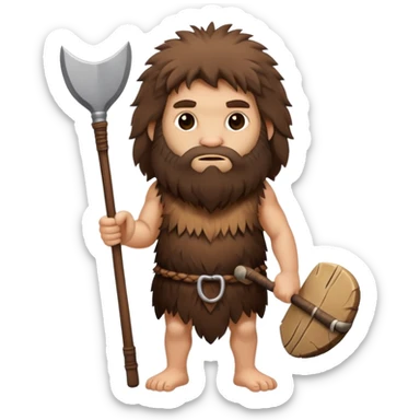 caveman with animal fur clothing and a club sticker