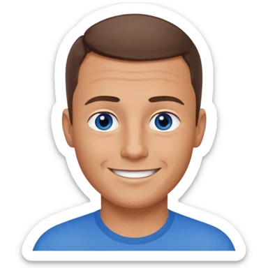 dad with very short shaved brown hair and blue eyes emoji sticker