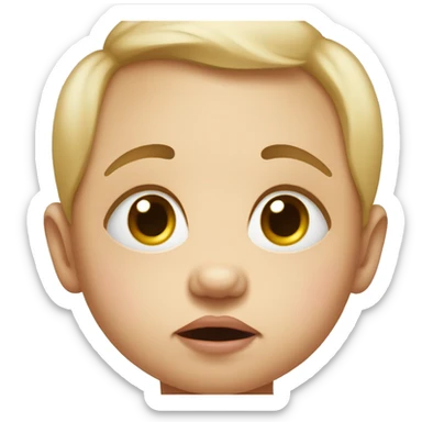A baby who doesn’t cry with raised eyebrows sticker