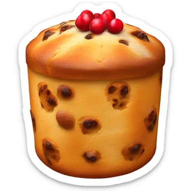 un panettone, tradicionalmente decorado con frutas confitadas y pasas. sticker
