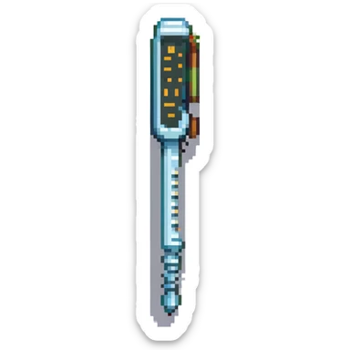 pixel art lockpick, Minecraft style, slightly curved tip sticker