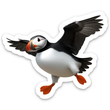 puffin flying off the cliffs sticker
