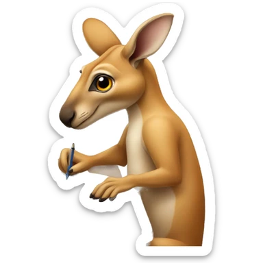 kangaroo writing an essay sticker