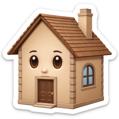 head in the shape of a house, cartoon roof cartoonish looking  sticker