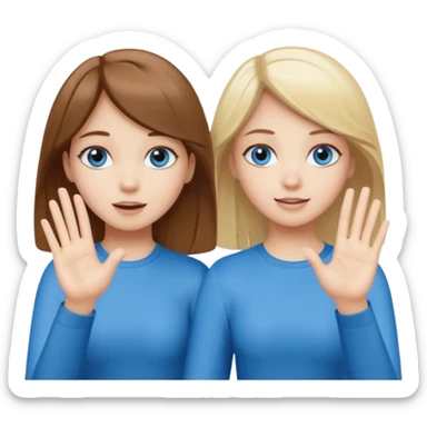 Two girls saying six seven one with brown hair. And doing hand movements  white skin six seven SAYING SIX SEVEN ONE WITH BLOND HAIR blue eyes sticker