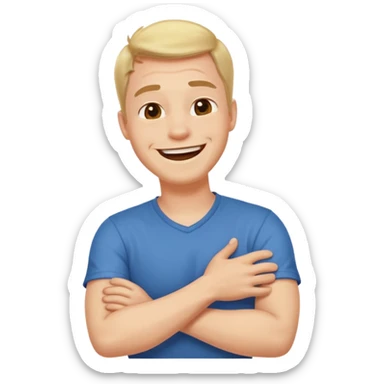 Arms crossed holding neck laughing guy  sticker