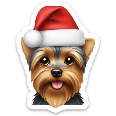 yorkie wearing christmas hat sticker