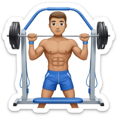 standing fit man with blue shorts cable-machine exercise sticker