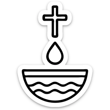 Christian baptism icon, simple outline, no fill sticker