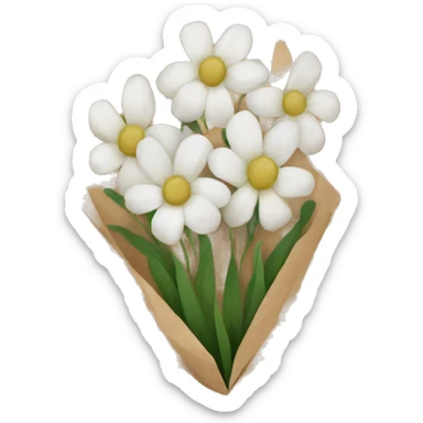 white flowers in brown paper sticker