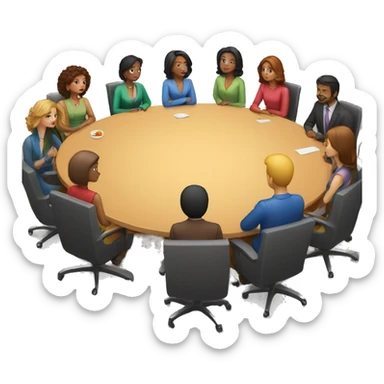 A round table with people sitting around it. They should be diverse in race and hair style sticker
