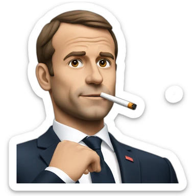 Macron en train de fumer une cigarette sticker