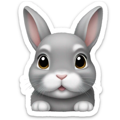 Grey Netherland dwarf bunny grey with short ears sticker