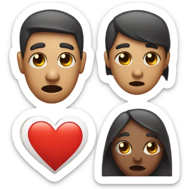 An emoji of a person with a pained expression , accompanied by a broken heart emoji  and a band-aid emoji . The background should be a dark gray color sticker