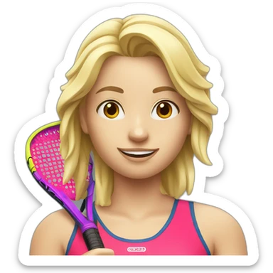 Blonde girl with Padel racket sticker
