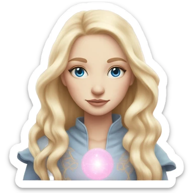 light pink tarot cards magic blonde girl white skin blue eyes  sticker
