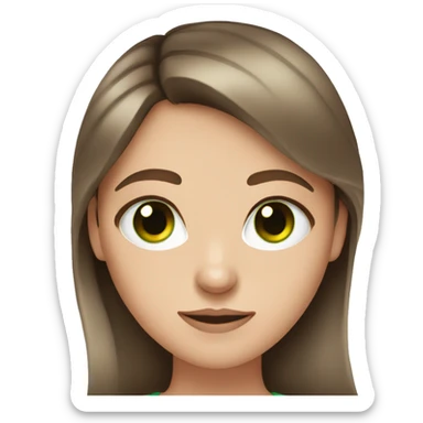 white girl green eye brown hair with horns sticker