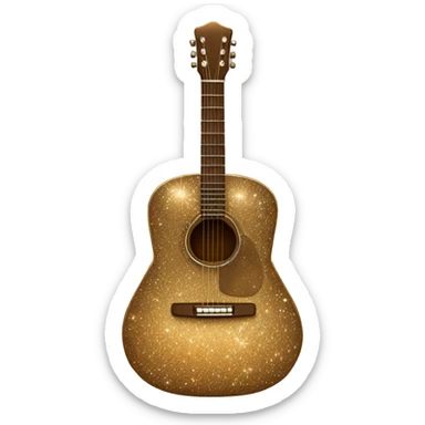 Realistic bronze acoustic guitar with sparkly shiny glitter and diamonds on it. sticker