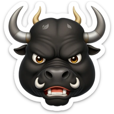 Emoji angry powerful black bull steaming from nose sticker