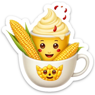 I would like you to make a emoji with corn in a cup mayo and red chile on top plz sticker